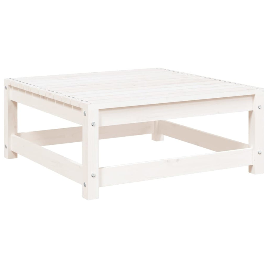 Tuinvoetenbank 70X70X30 Cm Massief Grenenhout Wit Wit grenenhout Voetensteun