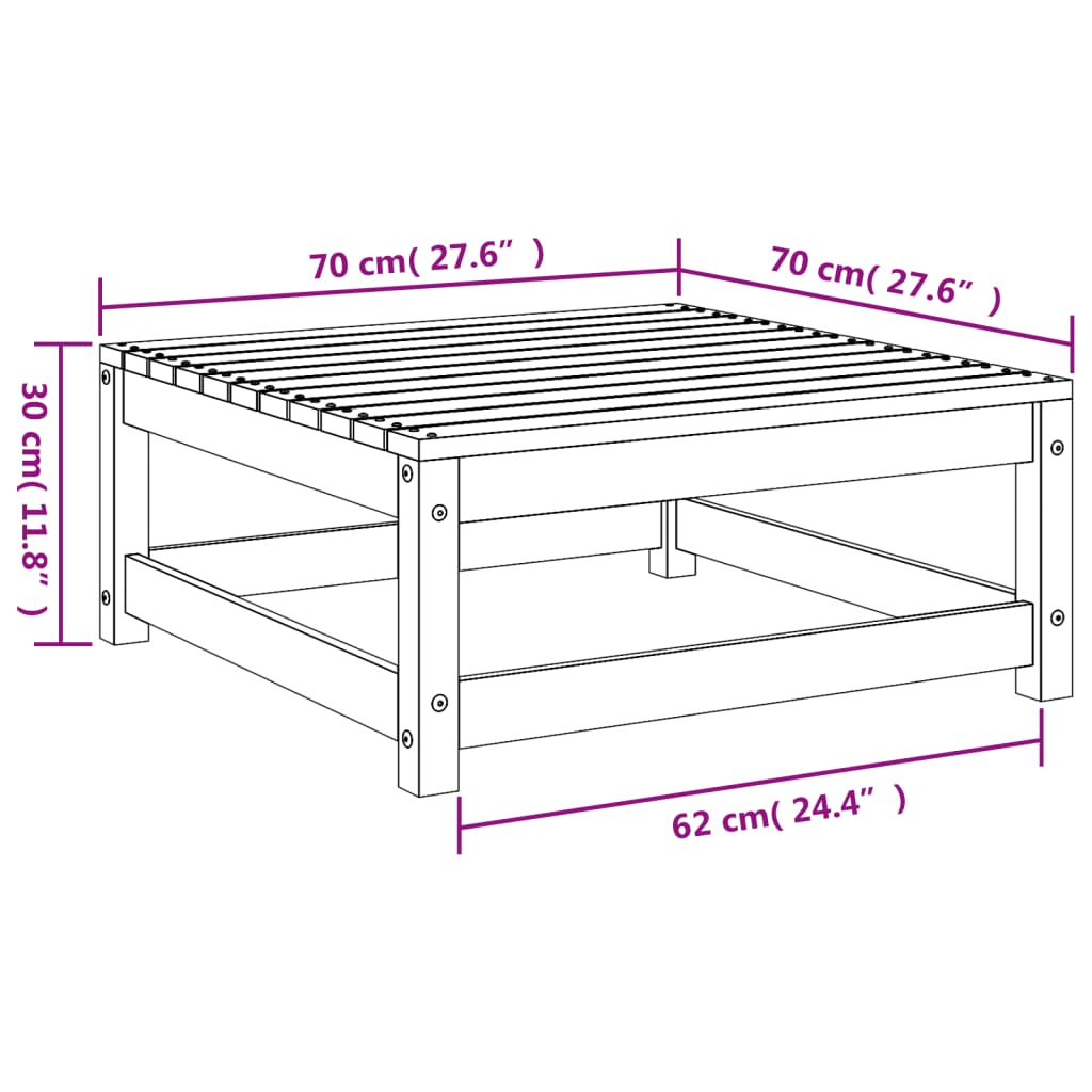 Tuinvoetenbank 70X70X30 Cm Massief Grenenhout Wit Wit grenenhout Voetensteun
