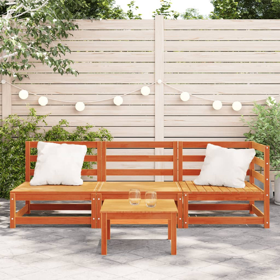 Tuinbank 3-Zits Massief Grenenhout Wasbruin Bruingrenen corner + 2x chair