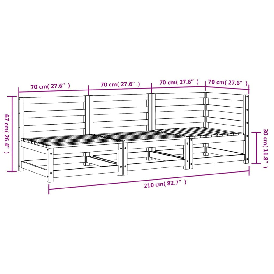 Tuinbank 3-Zits Massief Grenenhout Wasbruin Bruingrenen corner + 2x chair