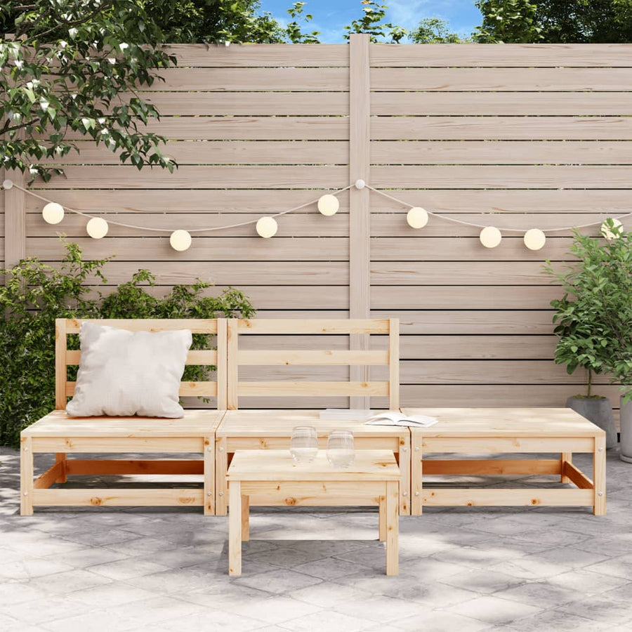 Tuinbank Zonder Armleuningen Met Voetenbank Massief Grenenhout Natuurlijk grenenhout 2x chair + footrest