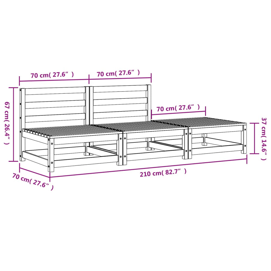 Tuinbank Zonder Armleuningen Met Voetenbank Massief Grenenhout Natuurlijk grenenhout 2x chair + footrest