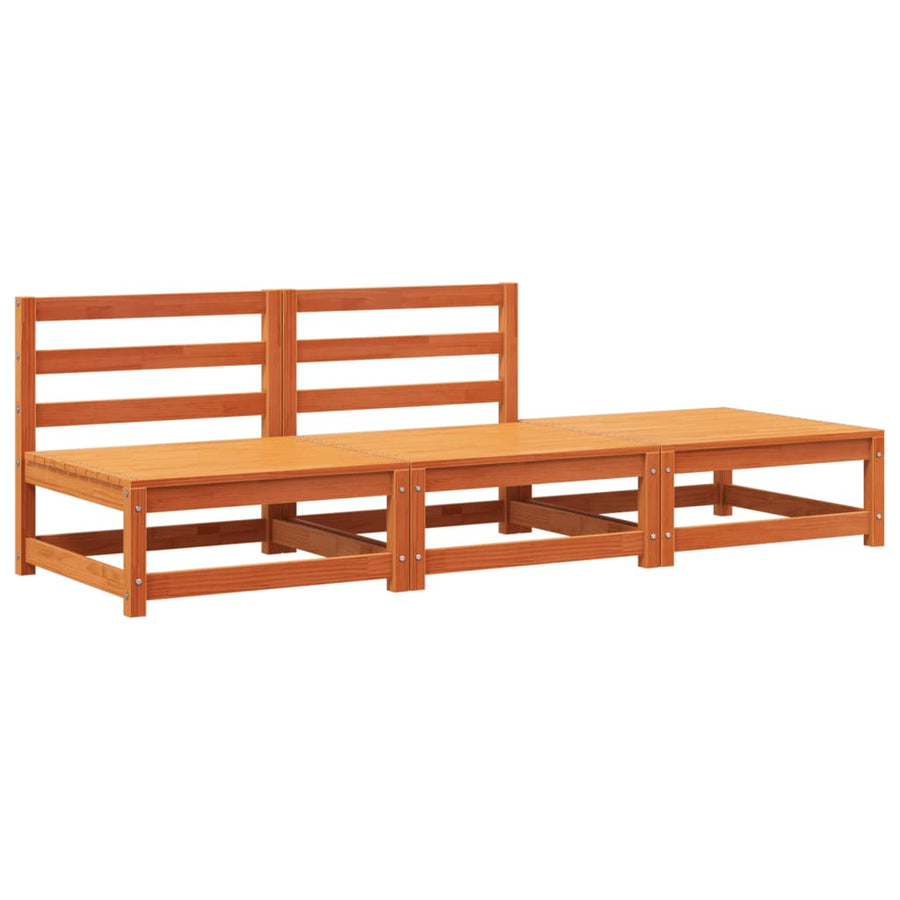 Tuinbank Zonder Armleuning Met Voetenbank Grenenhout Wasbruin Bruingrenen 2x chair + footrest