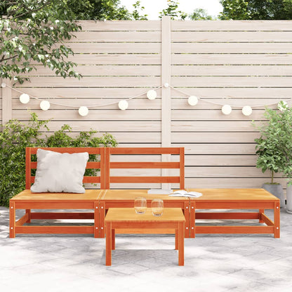 Tuinbank Zonder Armleuning Met Voetenbank Grenenhout Wasbruin Bruingrenen 2x chair + footrest