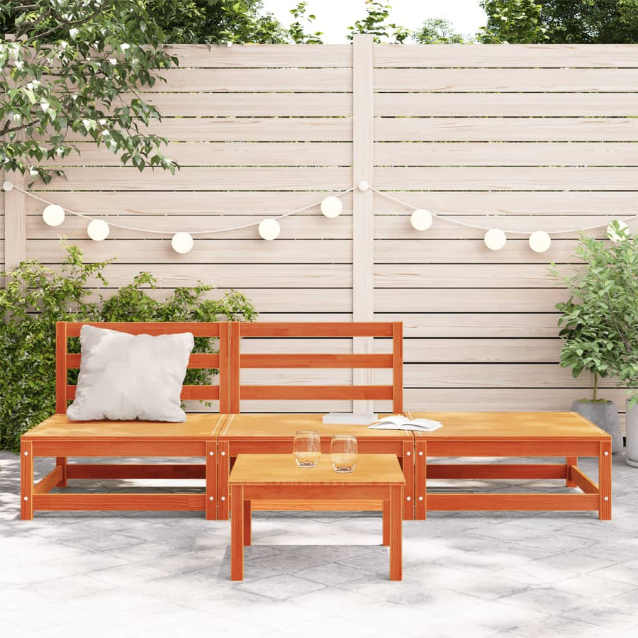 Tuinbank Zonder Armleuning Met Voetenbank Grenenhout Wasbruin Bruingrenen 2x chair + footrest