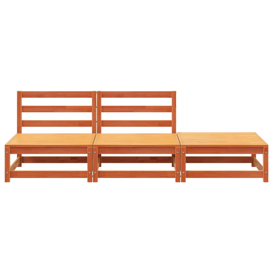 Tuinbank Zonder Armleuning Met Voetenbank Grenenhout Wasbruin Bruingrenen 2x chair + footrest