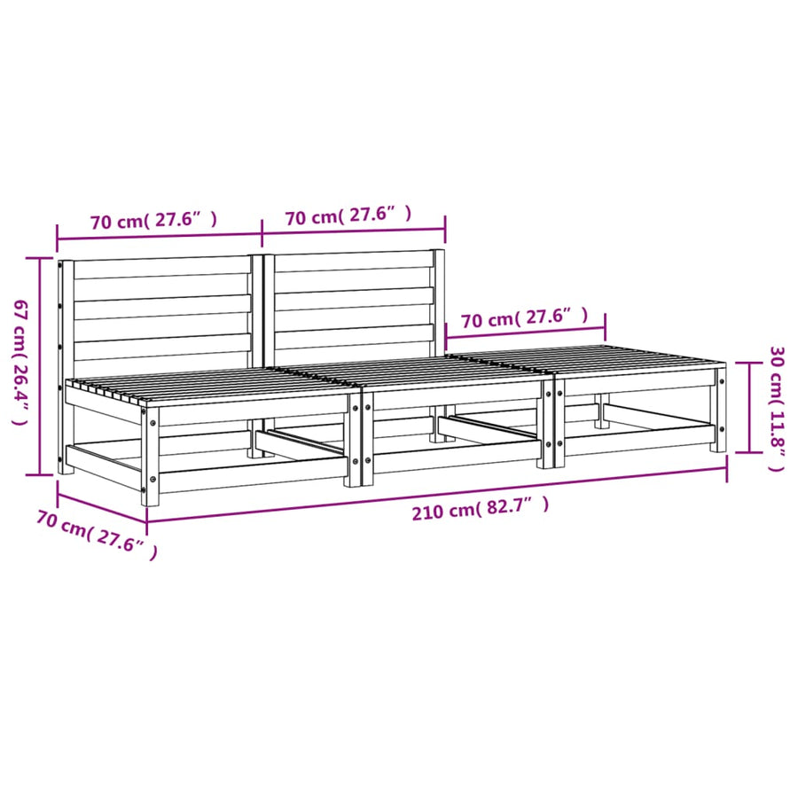 Tuinbank Zonder Armleuning Met Voetenbank Grenenhout Wasbruin Bruingrenen 2x chair + footrest