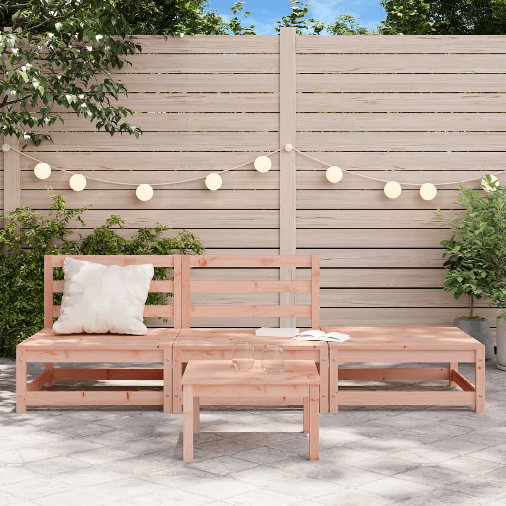 Tuinbank Zonder Armleuningen Met Voetenbank Massief Douglashout Natuurlijk douglashout 2x chair + footrest