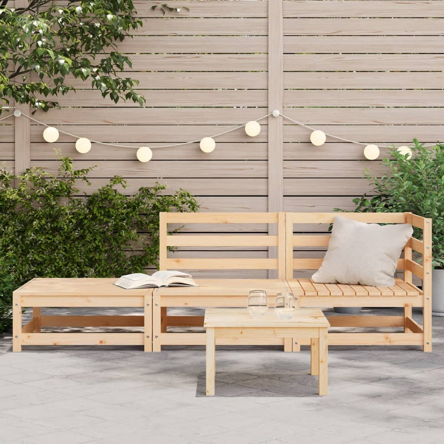 Tuinbank 2-Zits Met Voetenbank Massief Grenenhout Natuurlijk grenenhout corner + chair + footrest