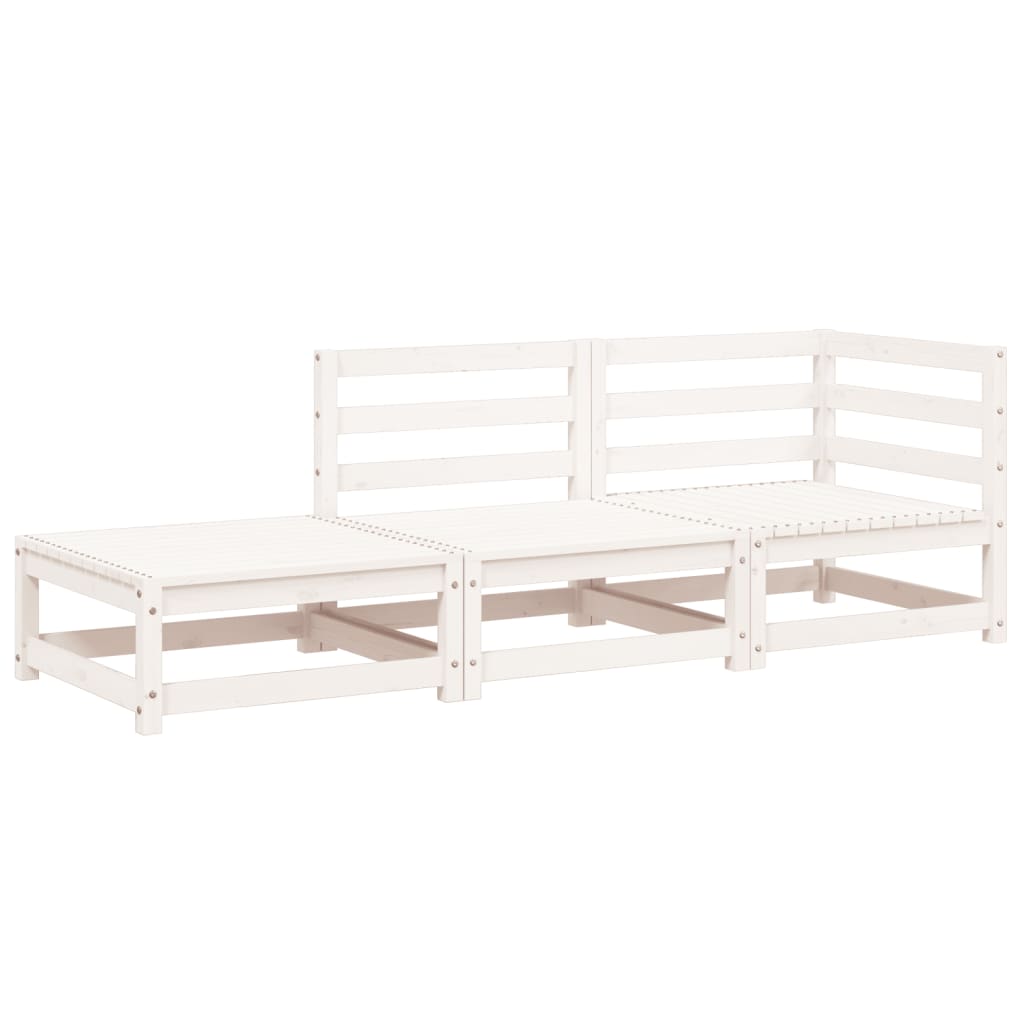 Tuinbank 2-Zits Met Voetenbank Massief Grenenhout Wit Wit grenenhout corner + chair + footrest