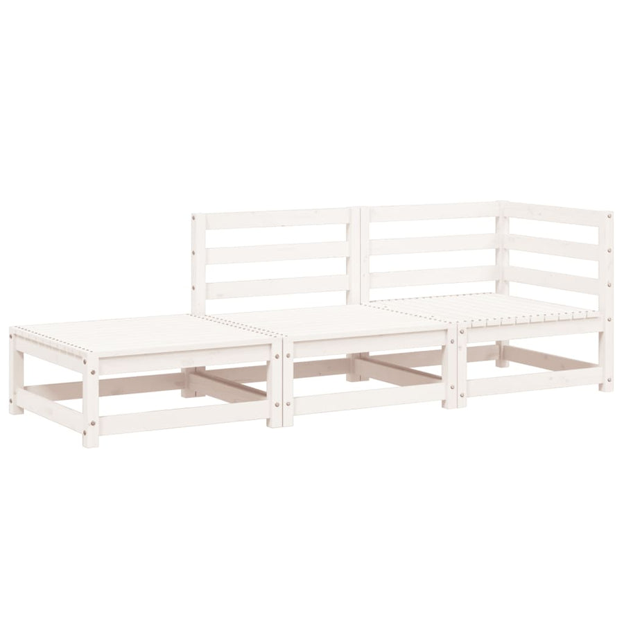 Tuinbank 2-Zits Met Voetenbank Massief Grenenhout Wit Wit grenenhout corner + chair + footrest