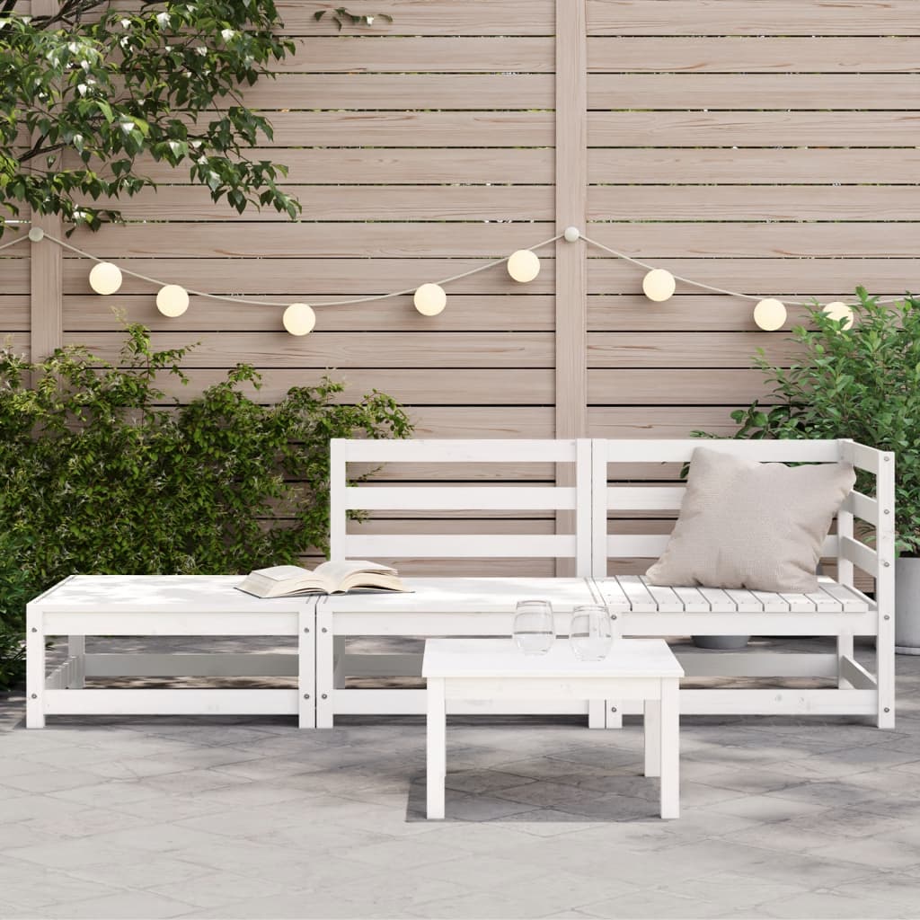Tuinbank 2-Zits Met Voetenbank Massief Grenenhout Wit Wit grenenhout corner + chair + footrest