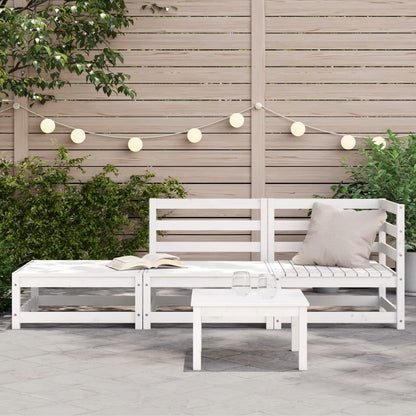 Tuinbank 2-Zits Met Voetenbank Massief Grenenhout Wit Wit grenenhout corner + chair + footrest