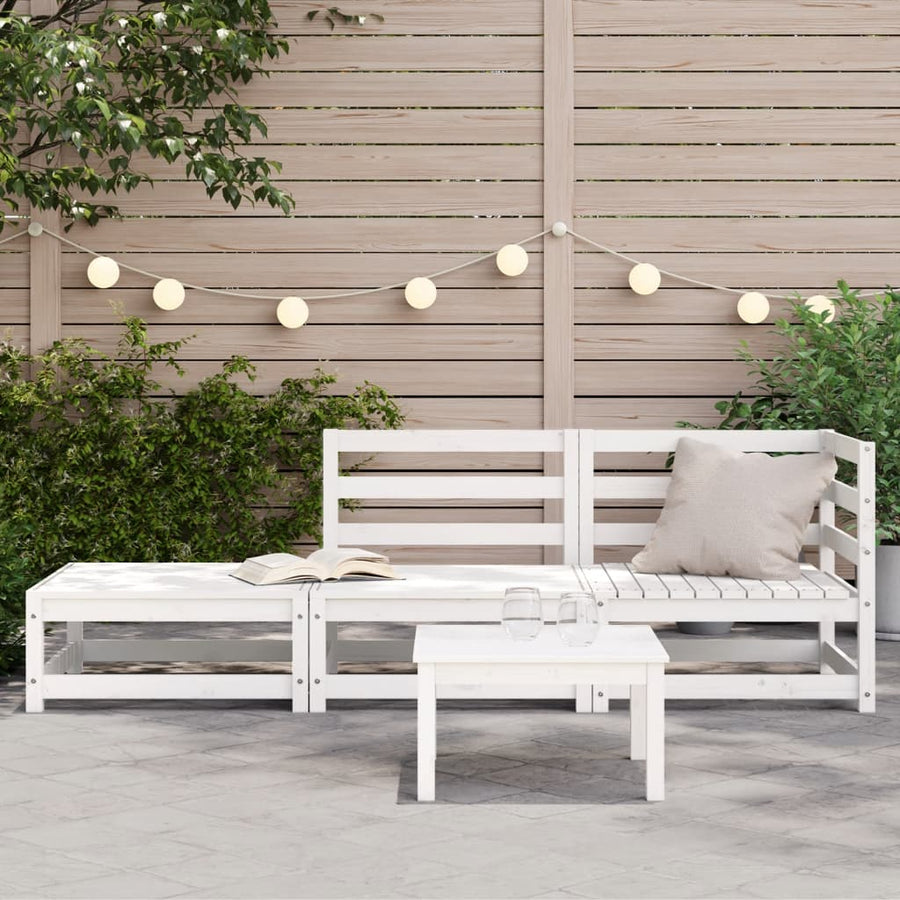 Tuinbank 2-Zits Met Voetenbank Massief Grenenhout Wit Wit grenenhout corner + chair + footrest
