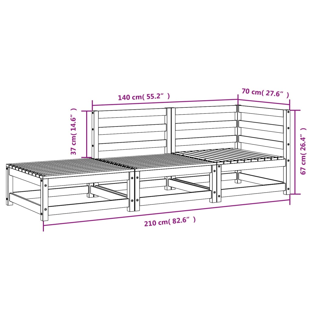 Tuinbank 2-Zits Met Voetenbank Massief Grenenhout Wit Wit grenenhout corner + chair + footrest