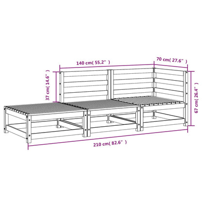 Tuinbank 2-Zits Met Voetenbank Massief Grenenhout Wit Wit grenenhout corner + chair + footrest