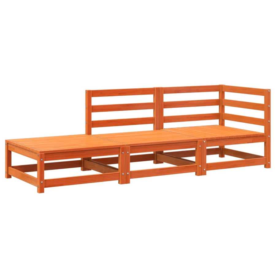 Tuinbank 2-Zits Met Voetenbank Massief Grenenhout Wasbruin Bruingrenen corner + chair + footrest