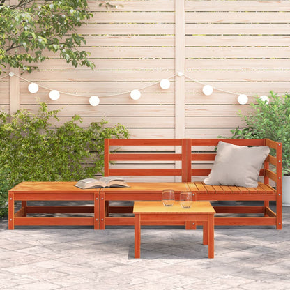Tuinbank 2-Zits Met Voetenbank Massief Grenenhout Wasbruin Bruingrenen corner + chair + footrest
