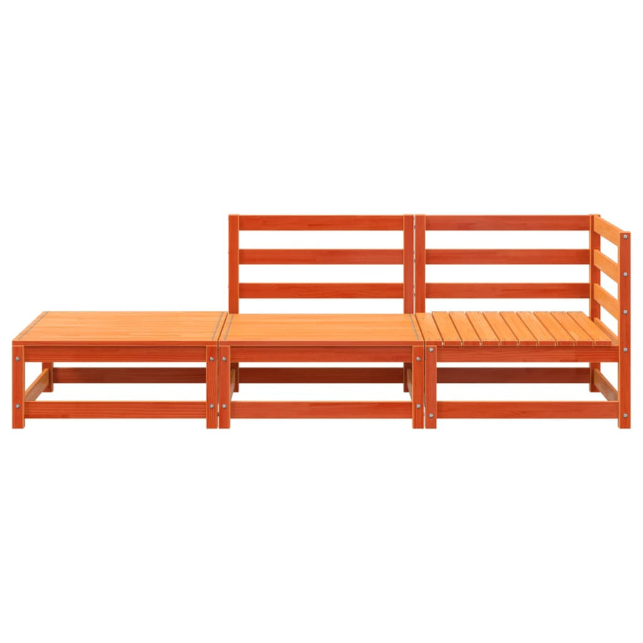Tuinbank 2-Zits Met Voetenbank Massief Grenenhout Wasbruin Bruingrenen corner + chair + footrest