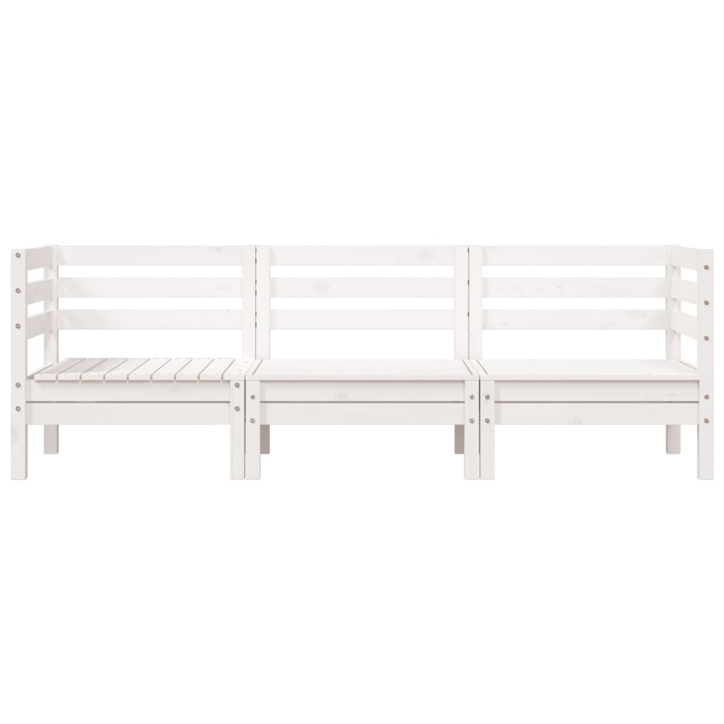 Tuinbank 3-Zits Massief Grenenhout Wit Wit grenenhout 1 2x hoek + midden