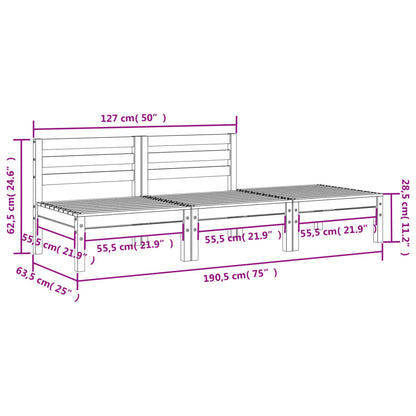Tuinbank 3-Zits Massief Grenenhout Wit Wit grenenhout 1 2x midden + voetensteun