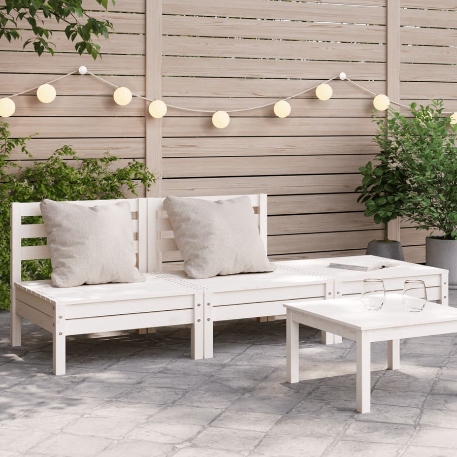 Tuinbank 3-Zits Massief Grenenhout Wit Wit grenenhout 1 2x midden + voetensteun