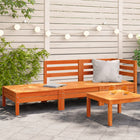 Garden bench 3-seater solid pine wax brown