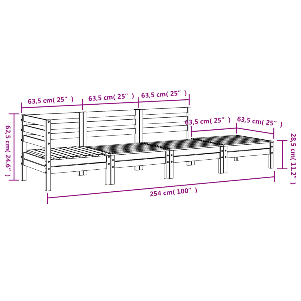 Tuinbank 4-Zits Massief Douglashout Natuurlijk douglashout 1 Vierzitsbank