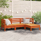Tuinbank 3-zits met voetenbank massief grenenhout wasbruin 190x127x62.5 cm
