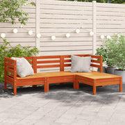 Tuinbank 3-zits met voetenbank massief grenenhout wasbruin 190x127x62.5 cm