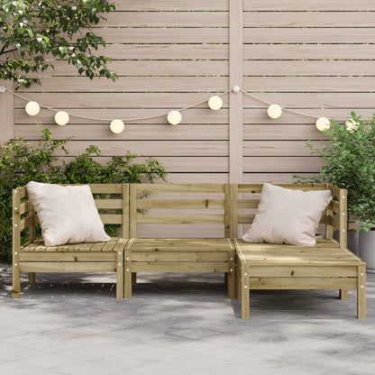 Tuinbank 3-Zits Met Voetenbank Geïmpregneerd Hout Wasbruin Naturel geïmpregneerd 1 2x hoek + midden + voetensteun
