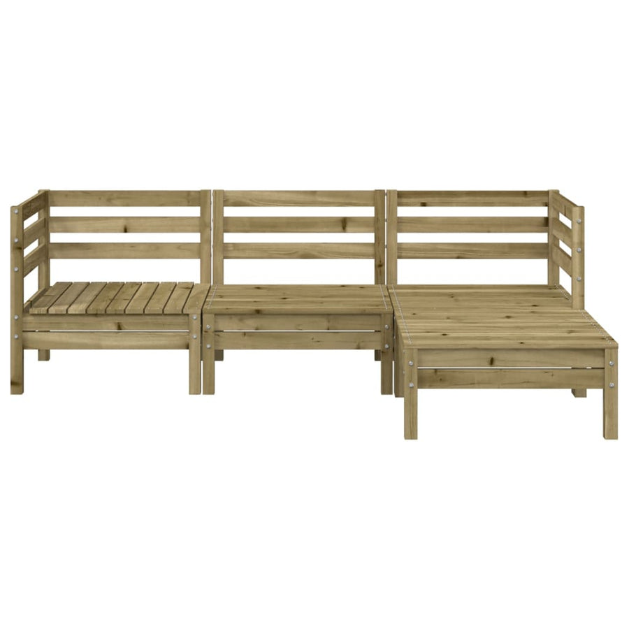 Tuinbank 3-Zits Met Voetenbank Geïmpregneerd Hout Wasbruin Naturel geïmpregneerd 1 2x hoek + midden + voetensteun