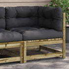 Corner sofa with cushions impregnated pine wood