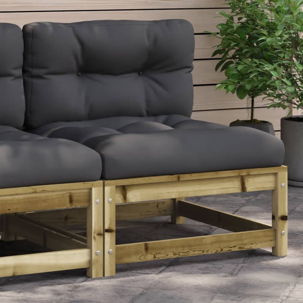 Tuinbank zonder armleuningen met kussens hout 1 Naturel geïmpregneerd