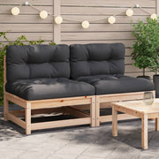Tuinbank grenenhout 70x70x67 cm met kussens (2 stuks)