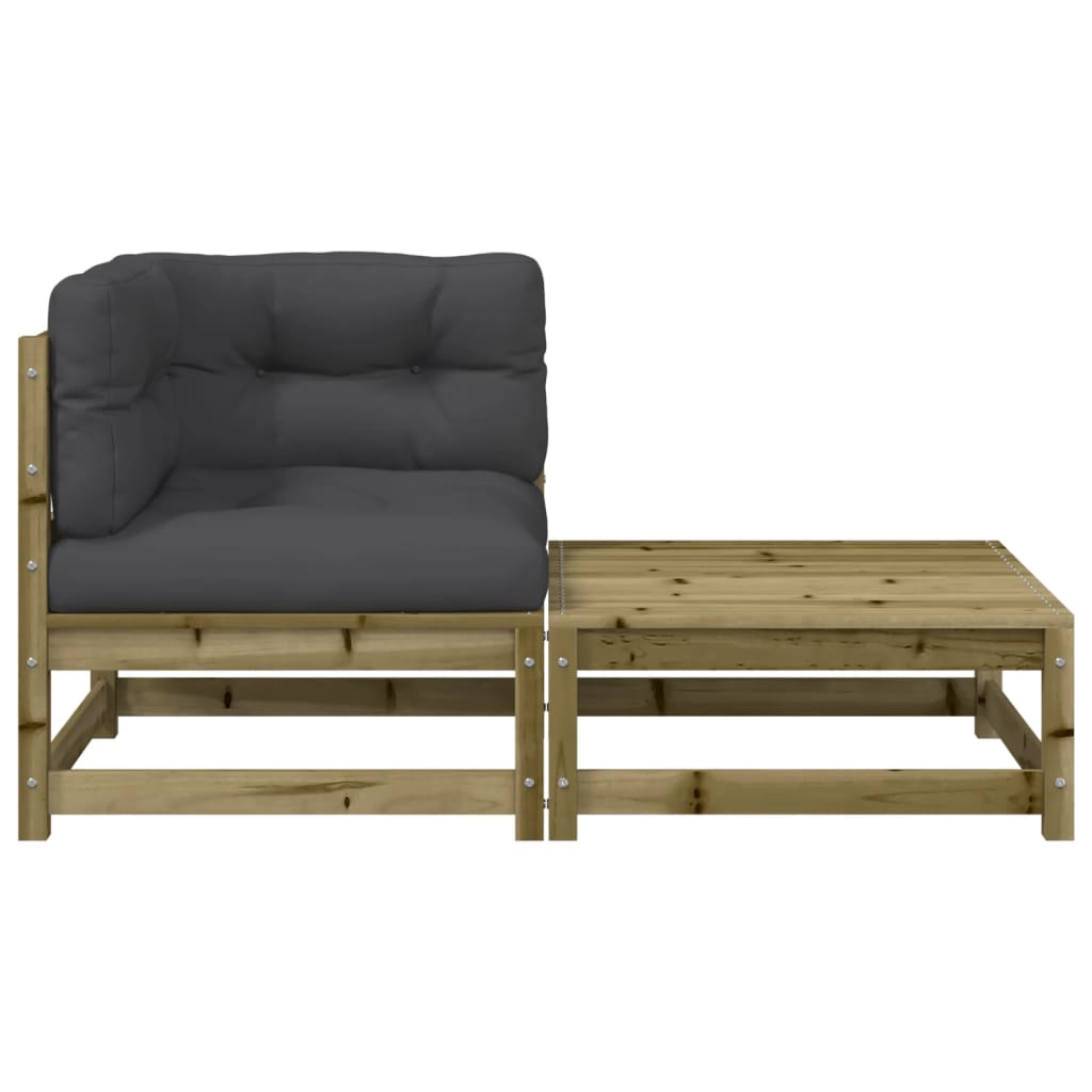 Tuinhoekbank met kussens en voetenbank 1 Naturel geïmpregneerd