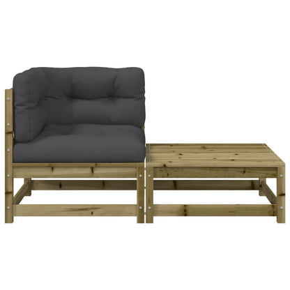 Tuinhoekbank met kussens en voetenbank 1 Naturel geïmpregneerd