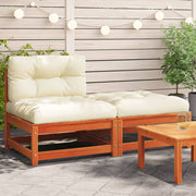 Tuinbank massief grenenhout 140x70x67 cm met kussens