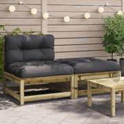 Tuinbank grenenhout 140x70x67 cm met kussens en voetenbank