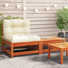 Tuinbank massief grenenhout 140x70x67 cm crème kussens voetenbank