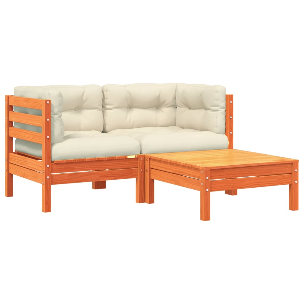 Tuinbank 2-zits met kussens en voetenbank Bruingrenen 2x corner + footrest
