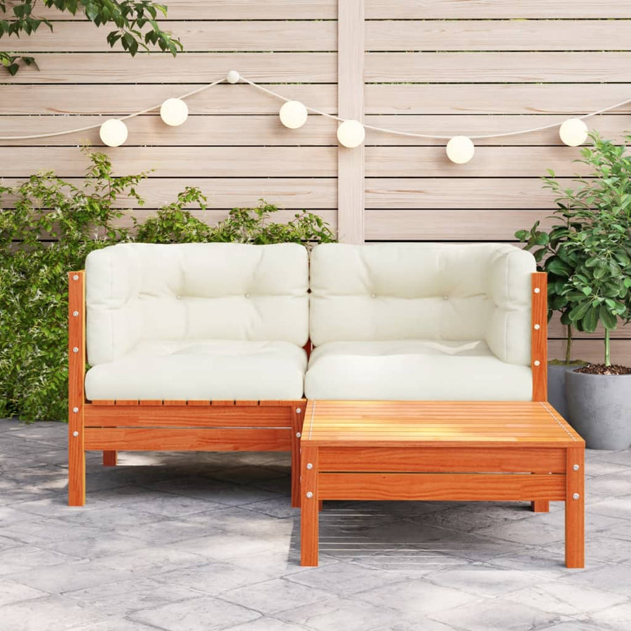 Tuinbank 2-zits met kussens en voetenbank Bruingrenen 2x corner + footrest
