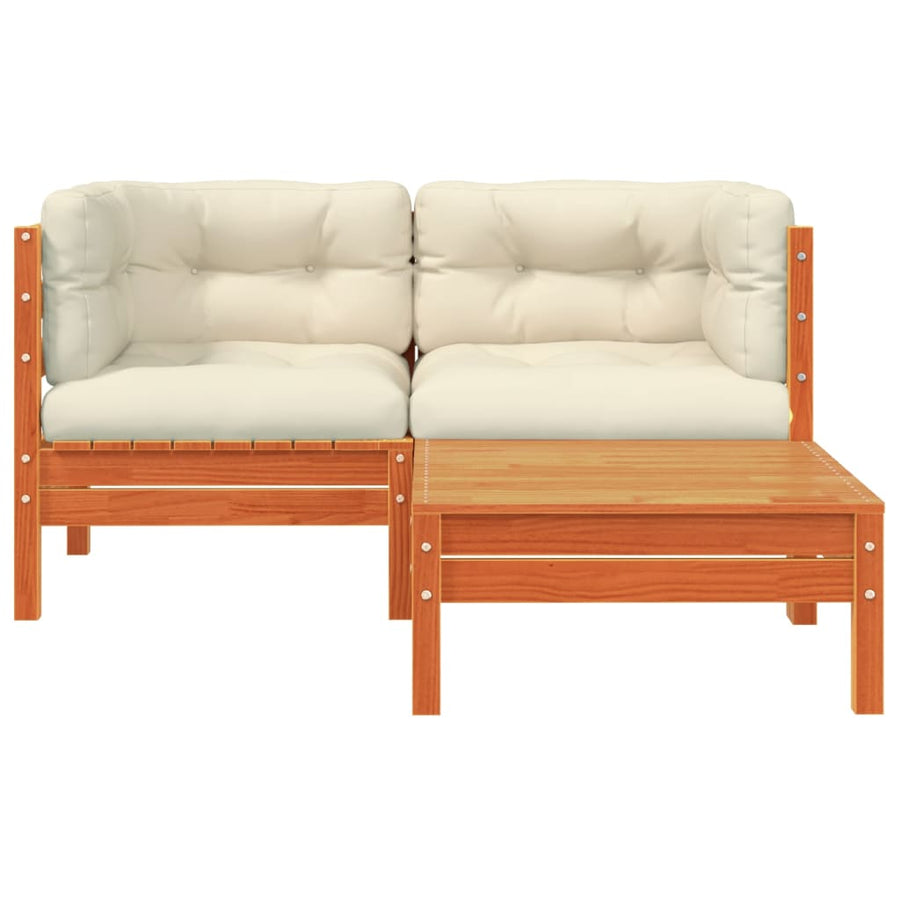 Tuinbank 2-zits met kussens en voetenbank Bruingrenen 2x corner + footrest