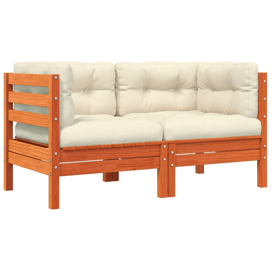 Tuinbank 2-zits met kussens en voetenbank Bruingrenen 2x corner + footrest
