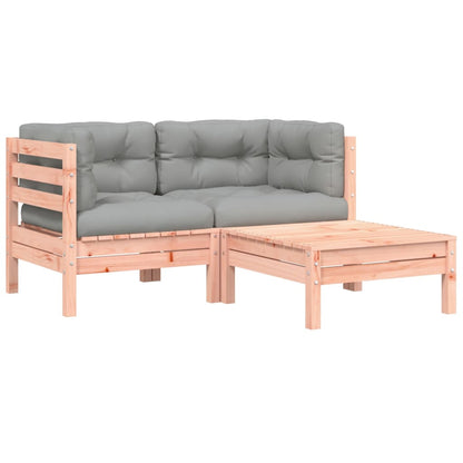 Tuinbank 2-zits met kussens en voetenbank Natuurlijk douglashout 2x corner + footrest