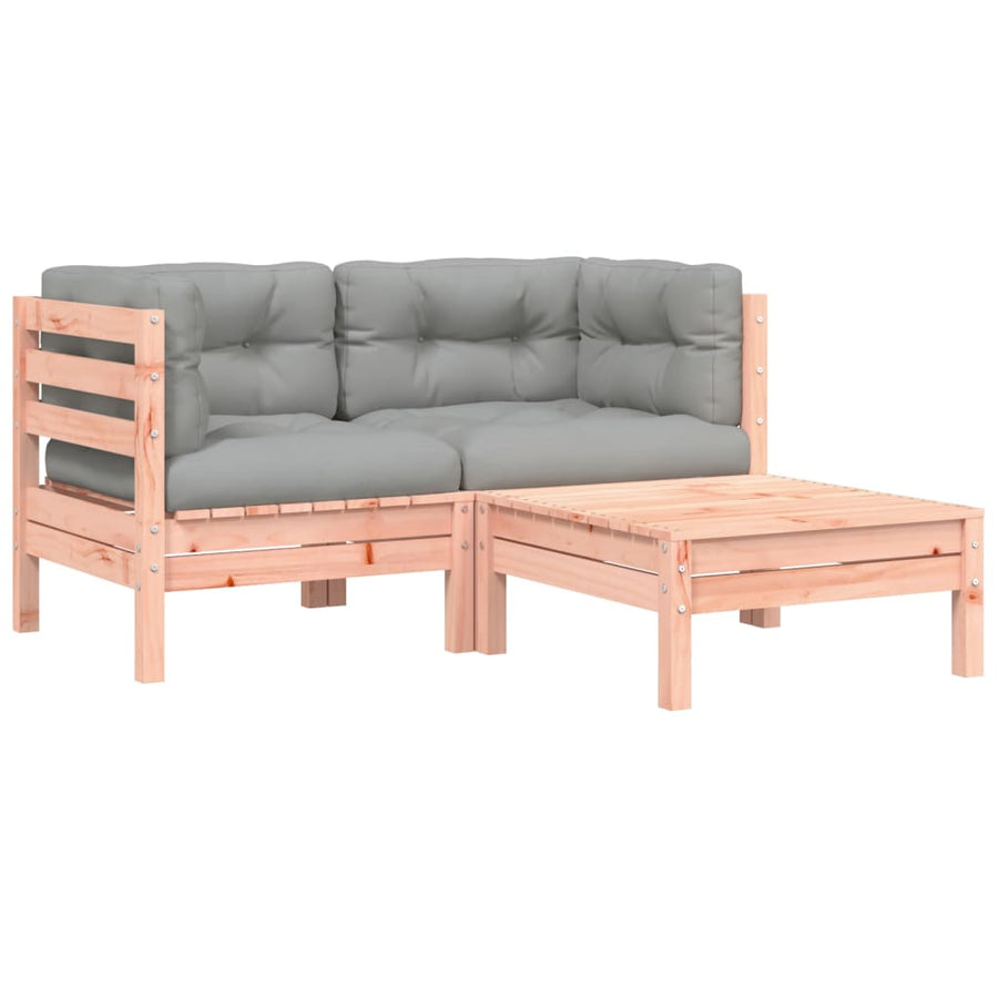 Tuinbank 2-zits met kussens en voetenbank Natuurlijk douglashout 2x corner + footrest