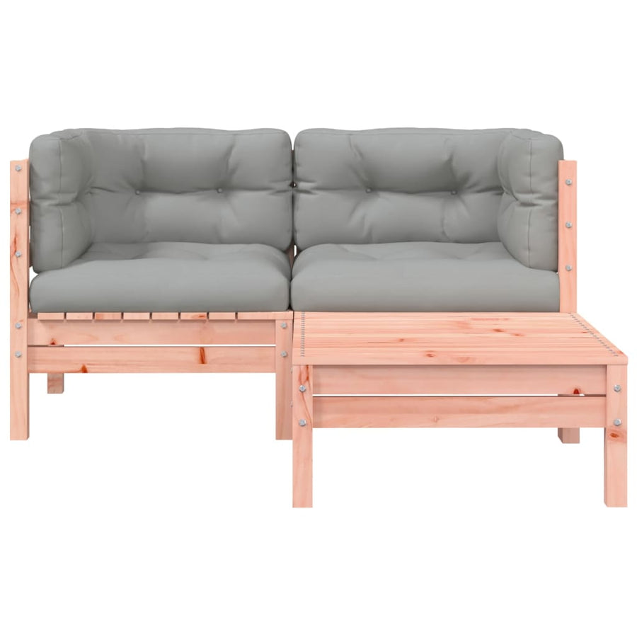 Tuinbank 2-zits met kussens en voetenbank Natuurlijk douglashout 2x corner + footrest