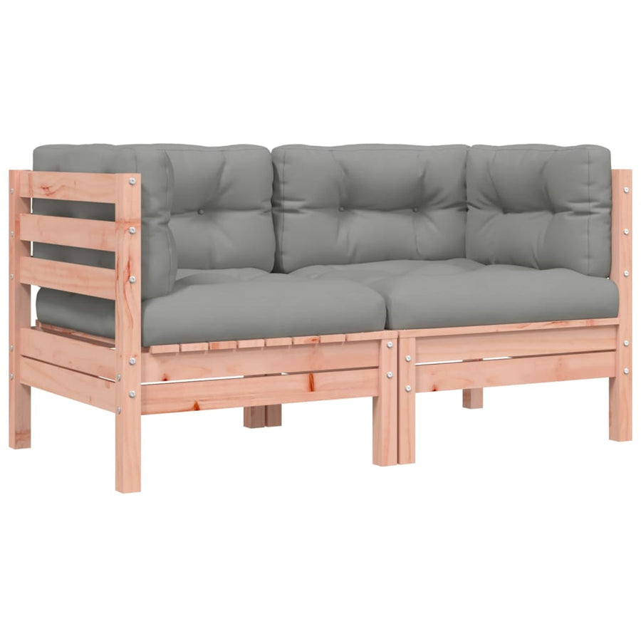 Tuinbank 2-zits met kussens en voetenbank Natuurlijk douglashout 2x corner + footrest