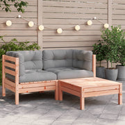 Tuinbank douglashout 2-zits met kussens en voetenbank 126x63x62.5 cm