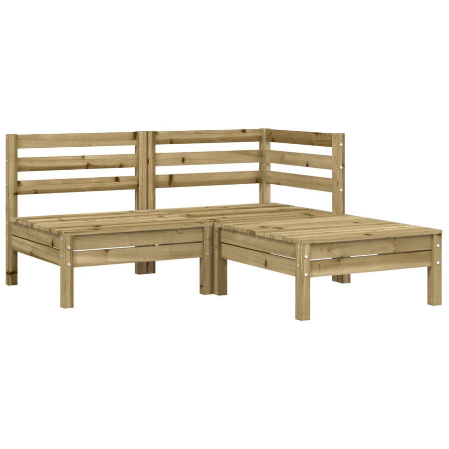 Tuinbank 2-zits met kussens en voetenbank Naturel geïmpregneerd 2x corner + footrest